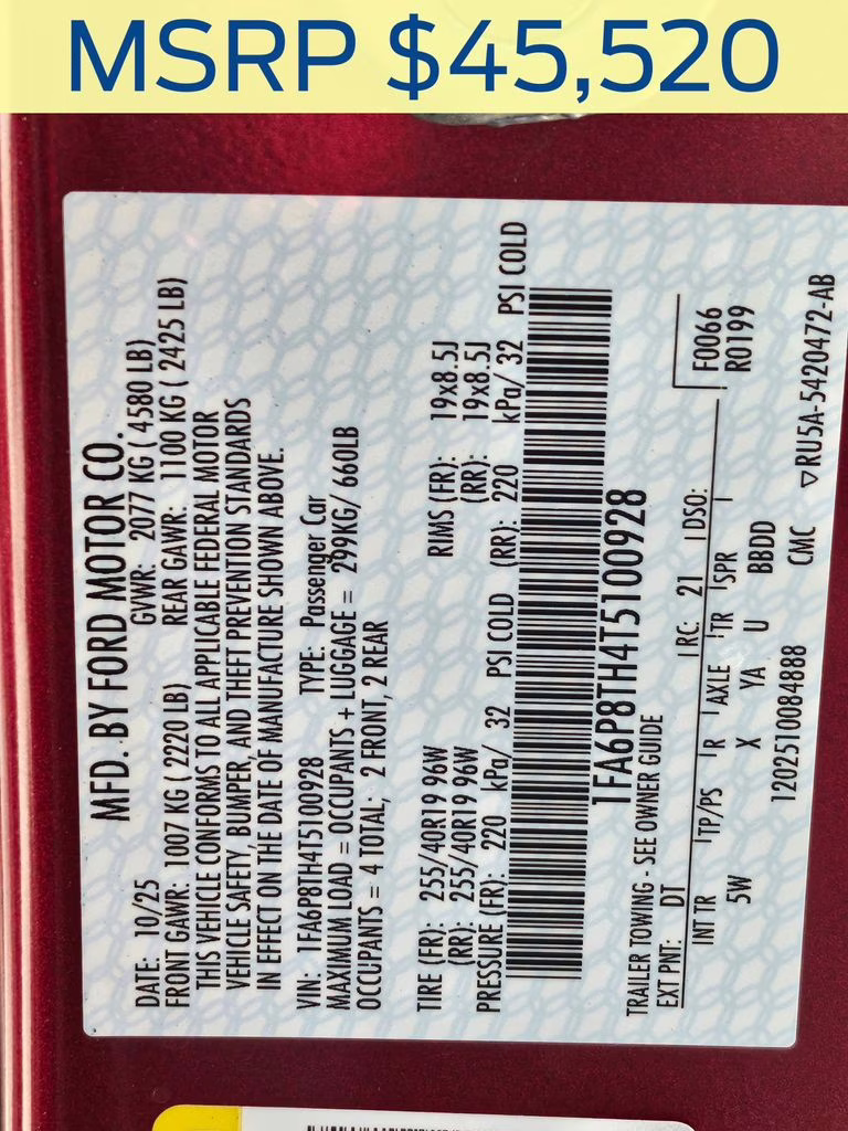 2026 Molten Magenta Metallic Tinted Clearcoat Ford Mustang EcoBoost Premium RWD Coupe