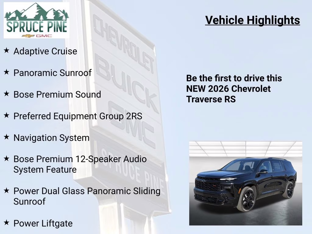 2026 Mosaic Black Metallic Chevrolet Traverse RS AWD SUV