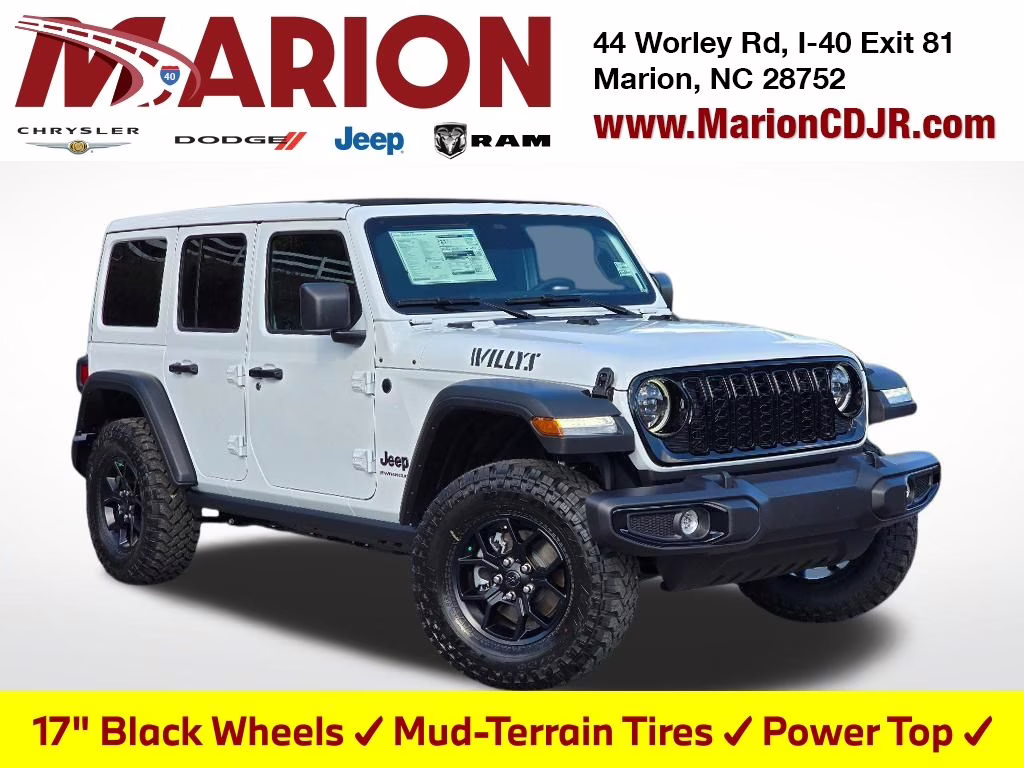 2026 Bright White Clearcoat Jeep Wrangler Willys 4X4 SUV