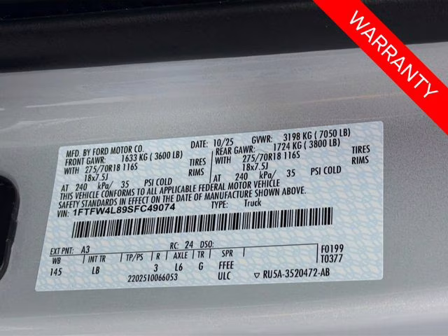2025 White Metallic Ford F-150 Tremor 4X4 Truck