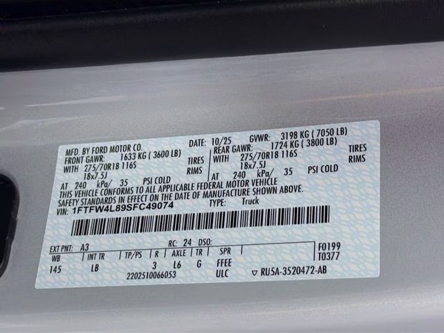 2025 White Metallic Ford F-150 Tremor 4X4 Truck