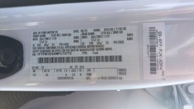 2021 Oxford White Ford F-150 XL 4X4 Truck