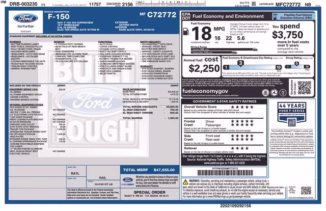 2021 Oxford White Ford F-150 XL 4X4 Truck