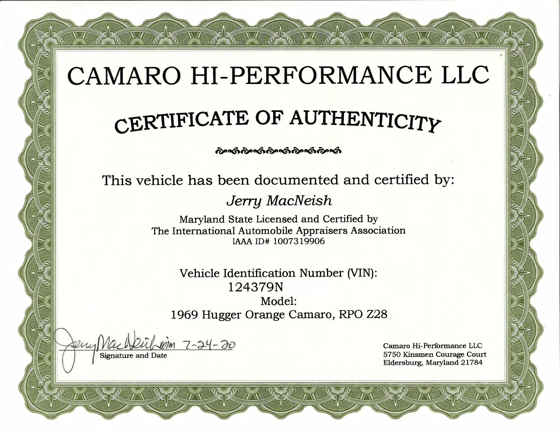 1969 Hugger Orange Chevrolet Camaro