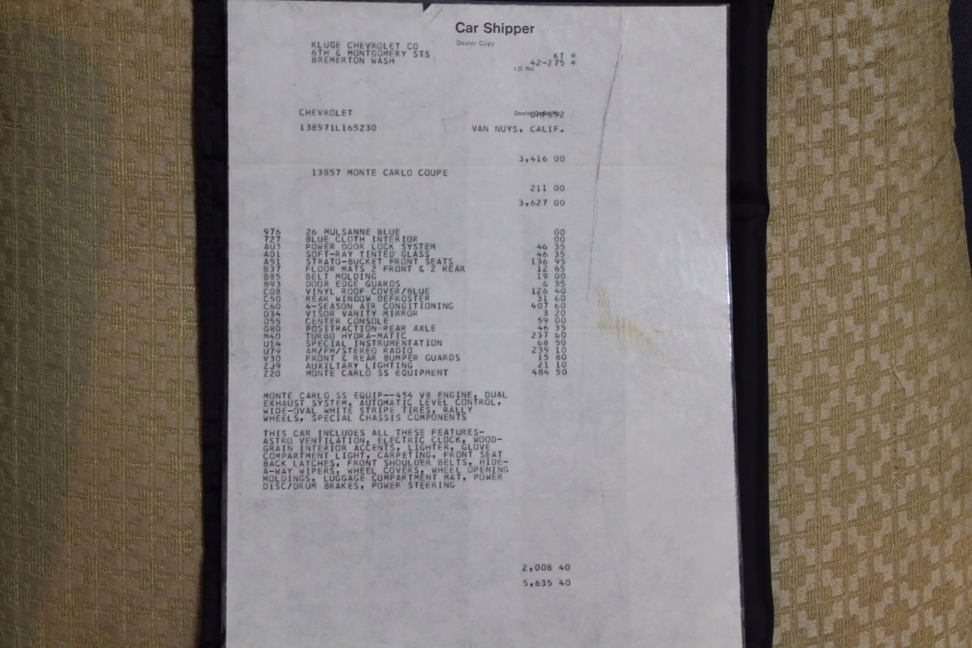 1971 Mulsanne Blue Chevrolet Monte Carlo SS