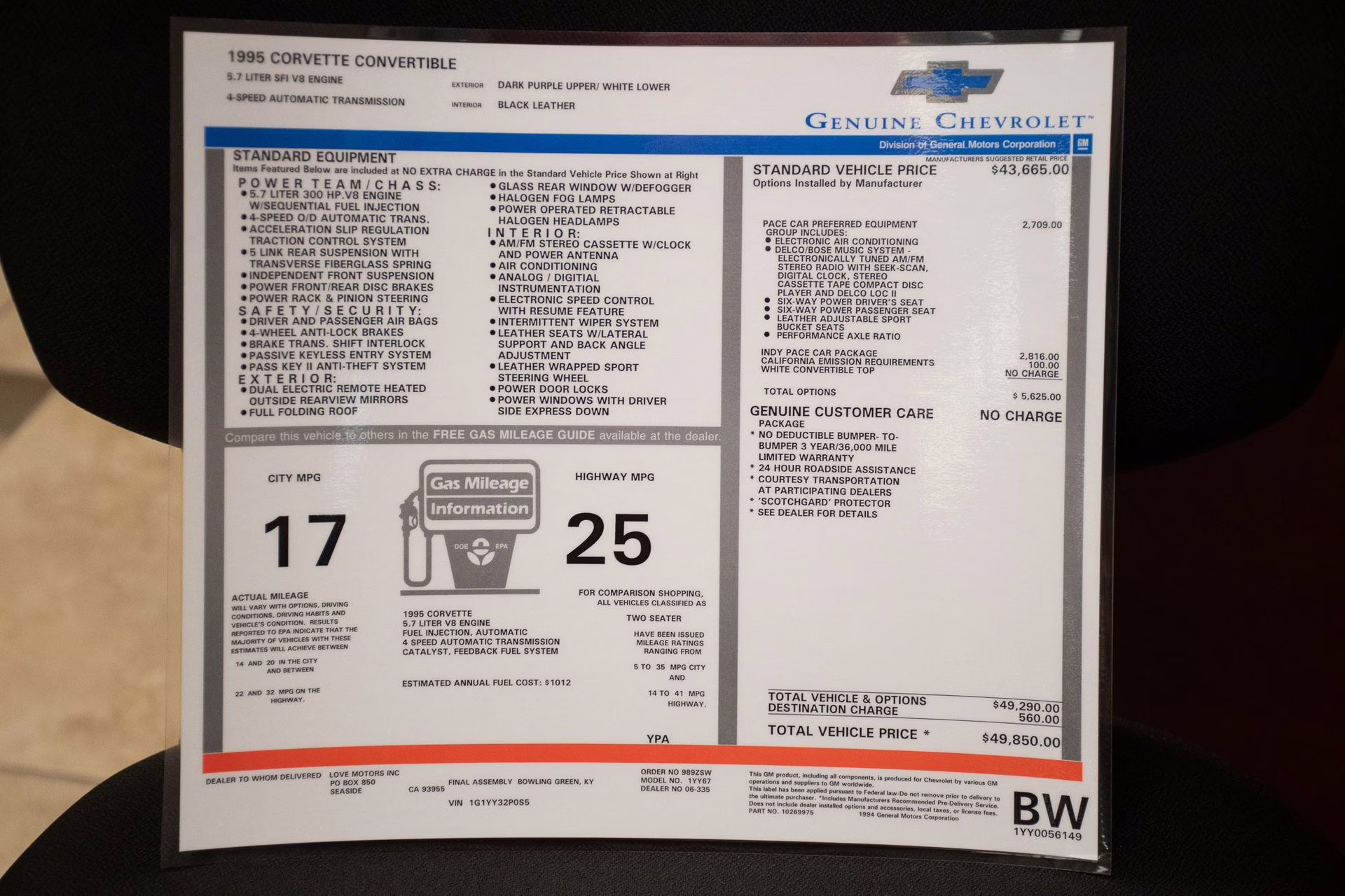 1995 Purple/White/Red Chevrolet Corvette