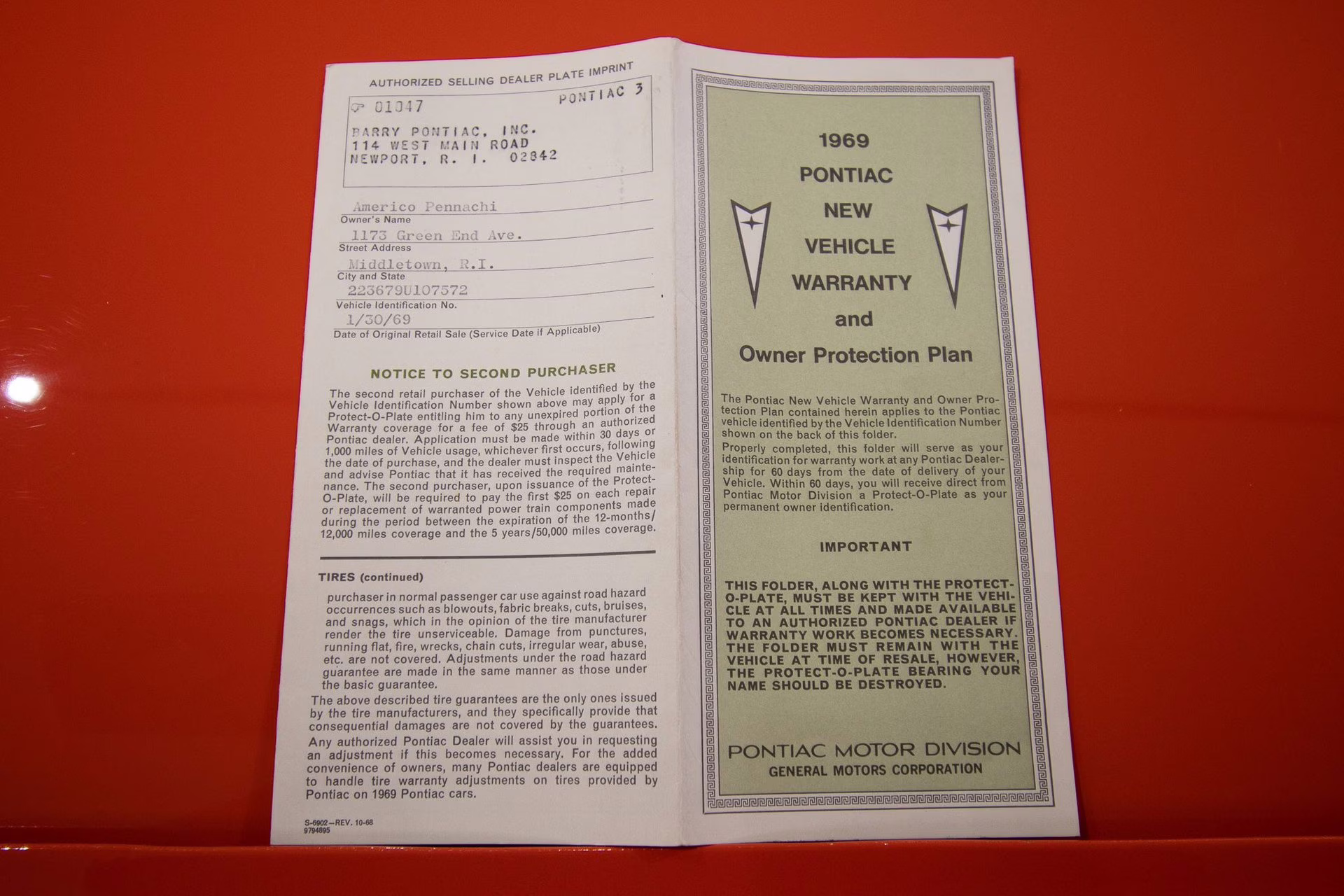1969 Carousel Red Pontiac Firebird