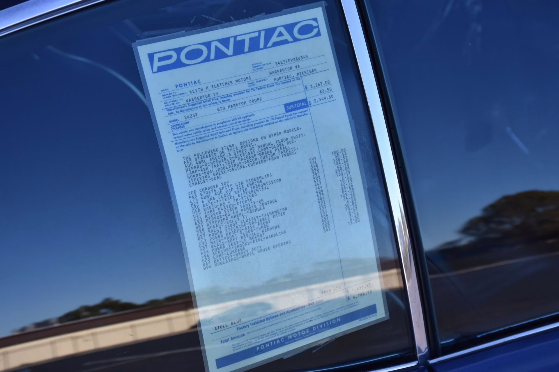 1970 Atoll Blue Pontiac GTO