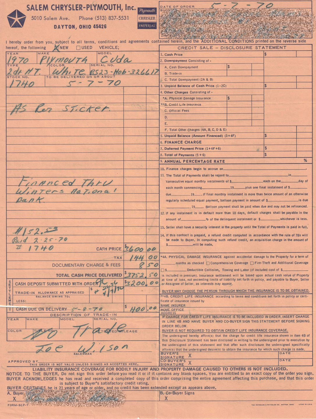 1970 Alpine White Plymouth 'Cuda