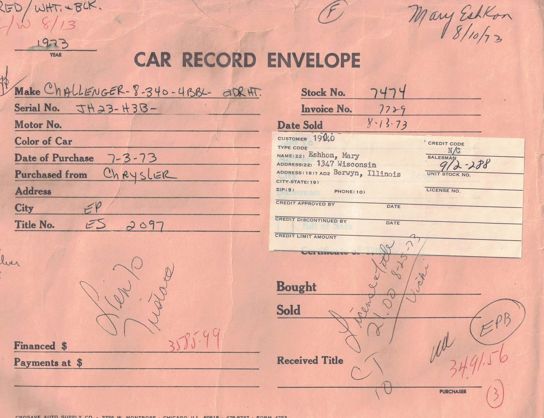 1973 Bright Red Dodge Challenger