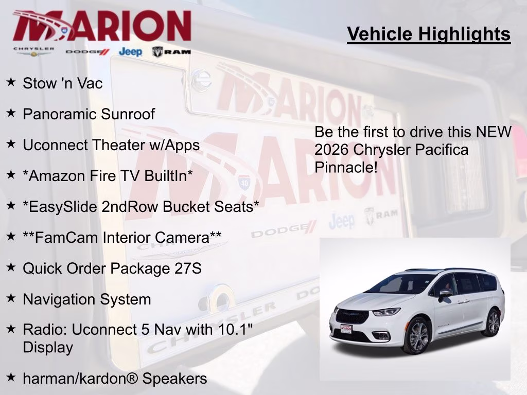 2026 Bright White Clearcoat Chrysler Pacifica Pinnacle FWD Van