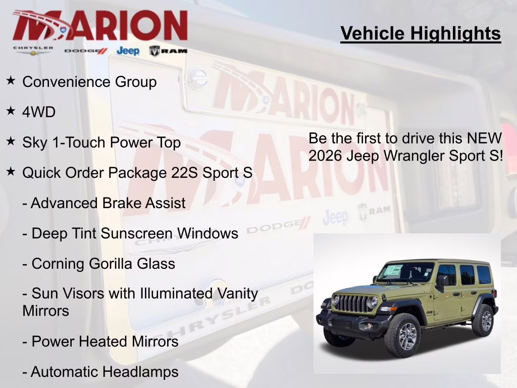 2026 41 Jeep Wrangler Sport S 4X4 SUV