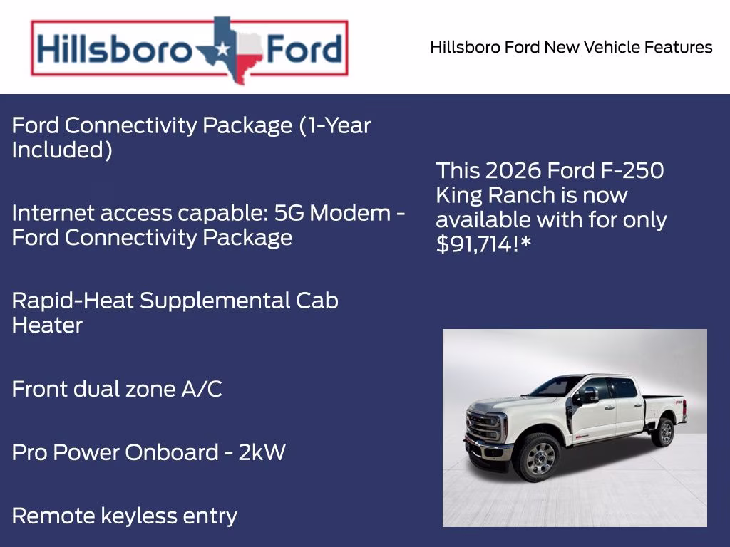 2026 Star White Metallic Tri-Coat Ford Super Duty F-250 SRW King Ranch 4X4 Truck