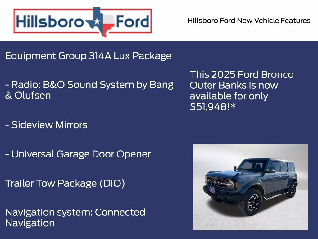 2025 Azure Gray Metallic Tri-Coat Ford Bronco Outer Banks 4X4 SUV