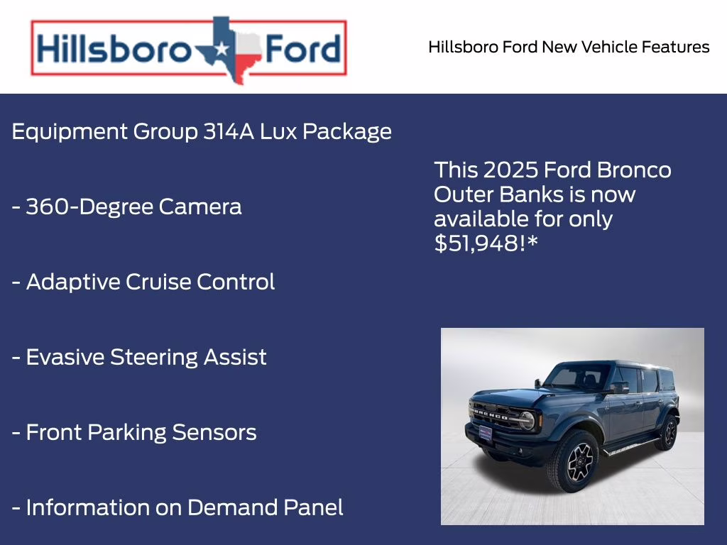 2025 Azure Gray Metallic Tri-Coat Ford Bronco Outer Banks 4X4 SUV