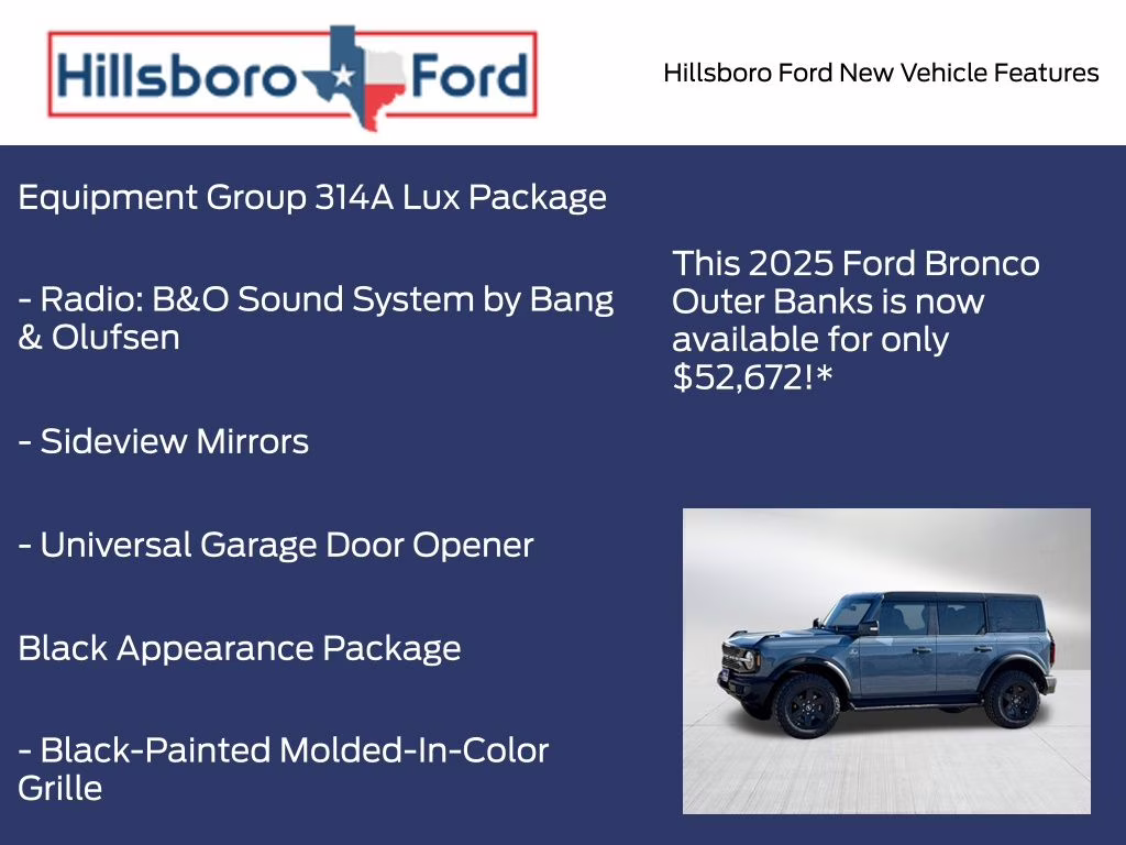 2025 Azure Gray Metallic Tri-Coat Ford Bronco Outer Banks 4X4 SUV