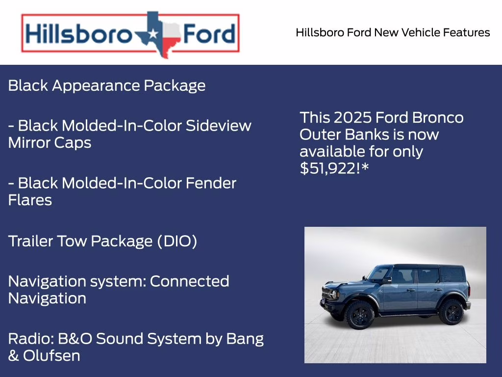 2025 Azure Gray Metallic Tri-Coat Ford Bronco Outer Banks 4X4 SUV