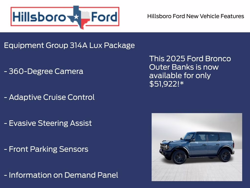 2025 Azure Gray Metallic Tri-Coat Ford Bronco Outer Banks 4X4 SUV