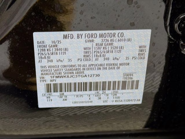 2026 Agate Black Metallic Ford Explorer Tremor Bozard Built 4X4 SUV