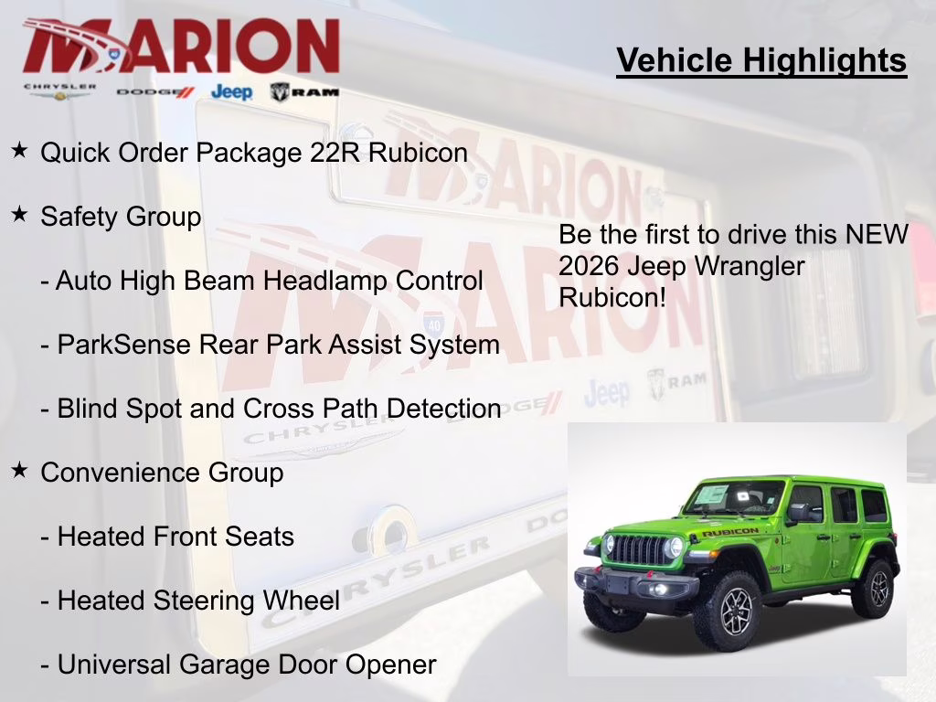 2026 Mojito Clearcoat Jeep Wrangler Rubicon 4X4 SUV