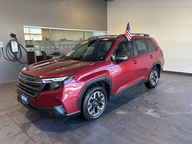 2025 Crimson Red Pearl Subaru Forester Premium AWD SUV