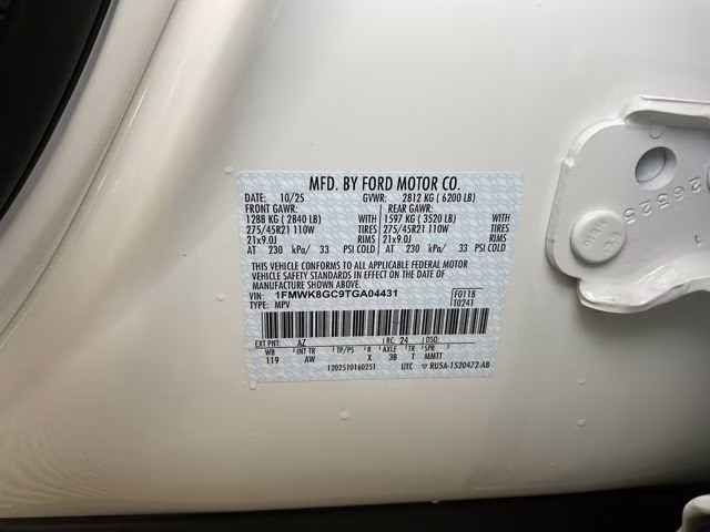 2026 White Metallic Ford Explorer ST 4X4 SUV