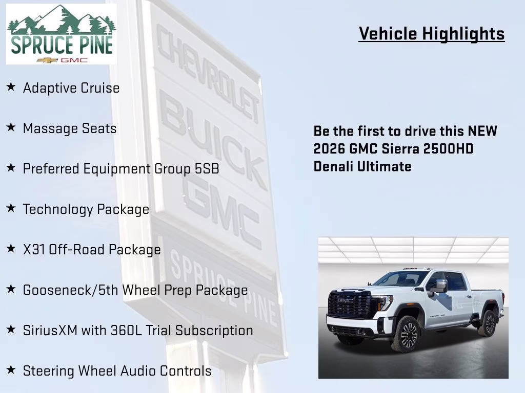 2026 Glacier White Tricoat GMC Sierra 2500HD Denali Ultimate 4X4 Truck