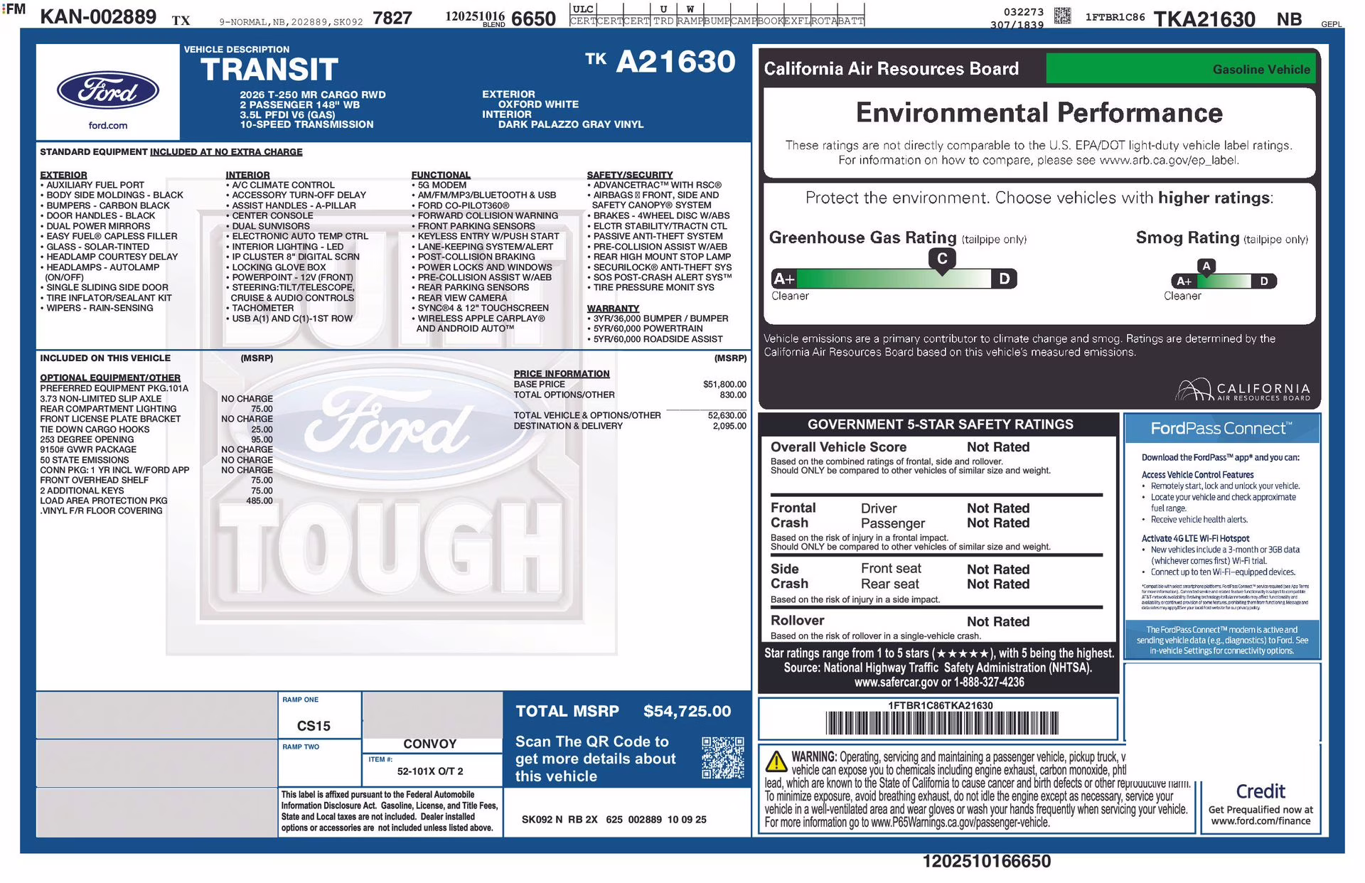 2026 Oxford White Ford Transit-250 Base RWD Van