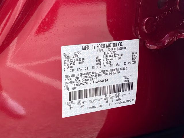 2026 Rapid Red Metallic Tinted Clearcoat Ford Explorer ST RWD SUV