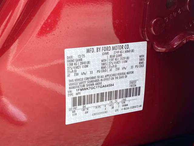 2026 Rapid Red Metallic Tinted Clearcoat Ford Explorer ST RWD SUV