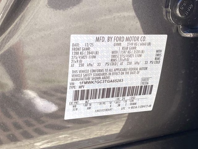 2026 Carbonized Gray Metallic Ford Explorer ST RWD SUV