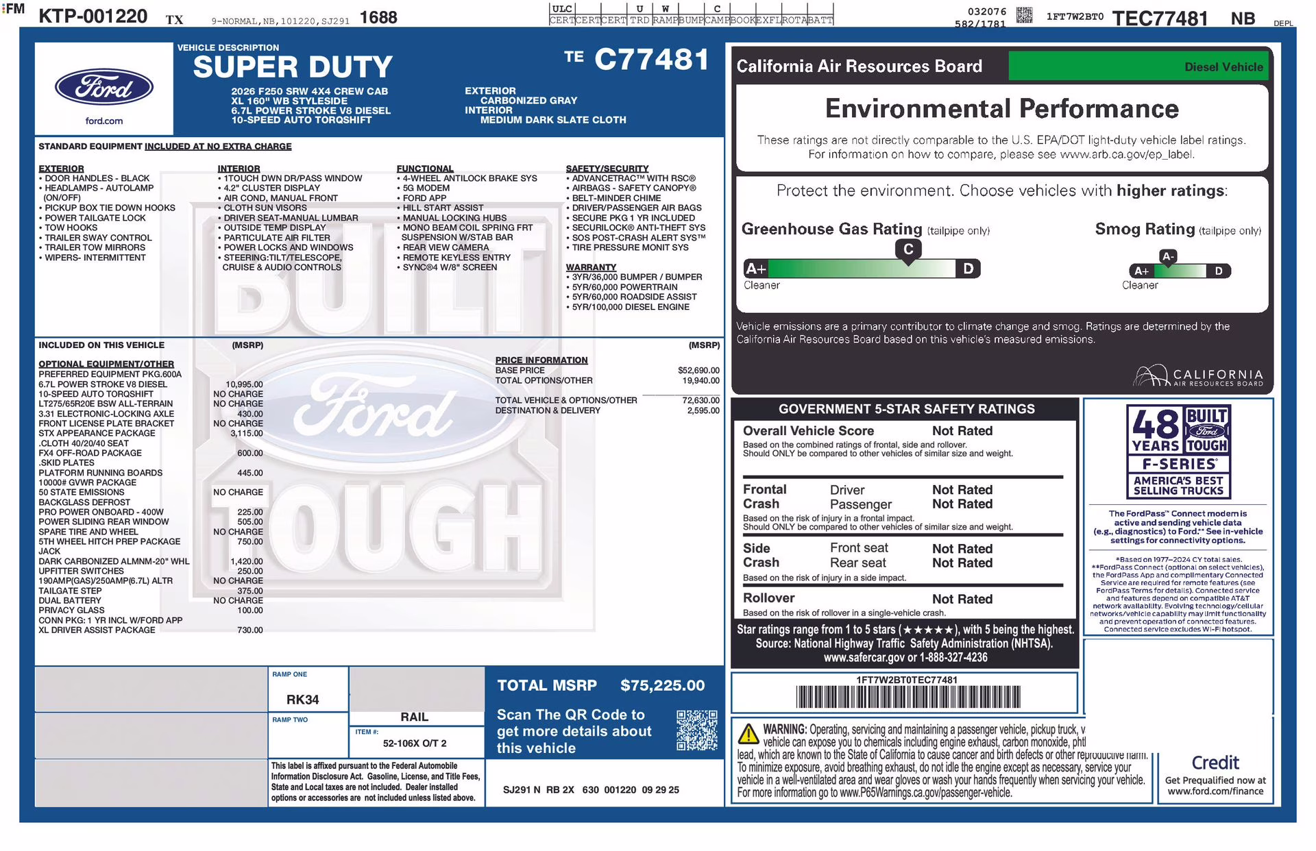 2026 Carbonized Gray Metallic Ford Super Duty F-250 SRW XL 4X4 Truck
