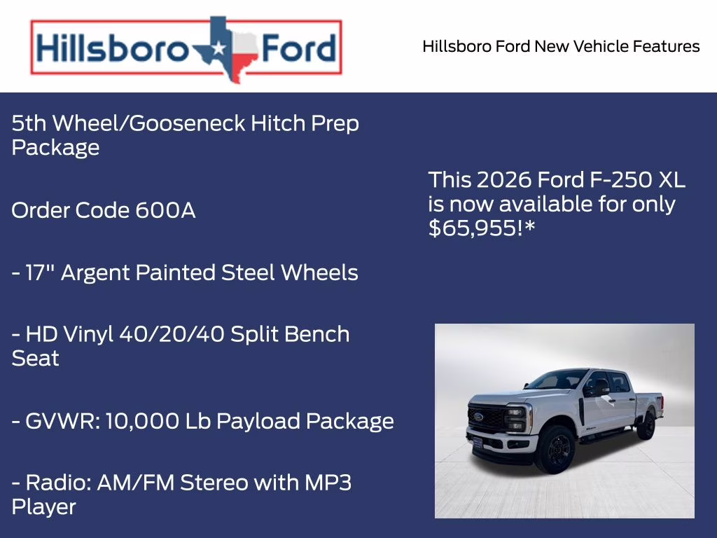 2026 Oxford White Ford Super Duty F-250 SRW XL 4X4 Truck