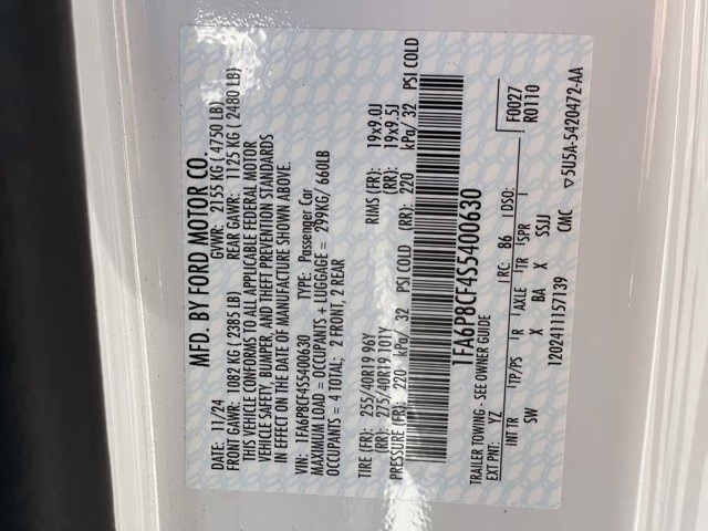 2025 Oxford White Ford Mustang GT Premium Sleeper Package RWD Coupe