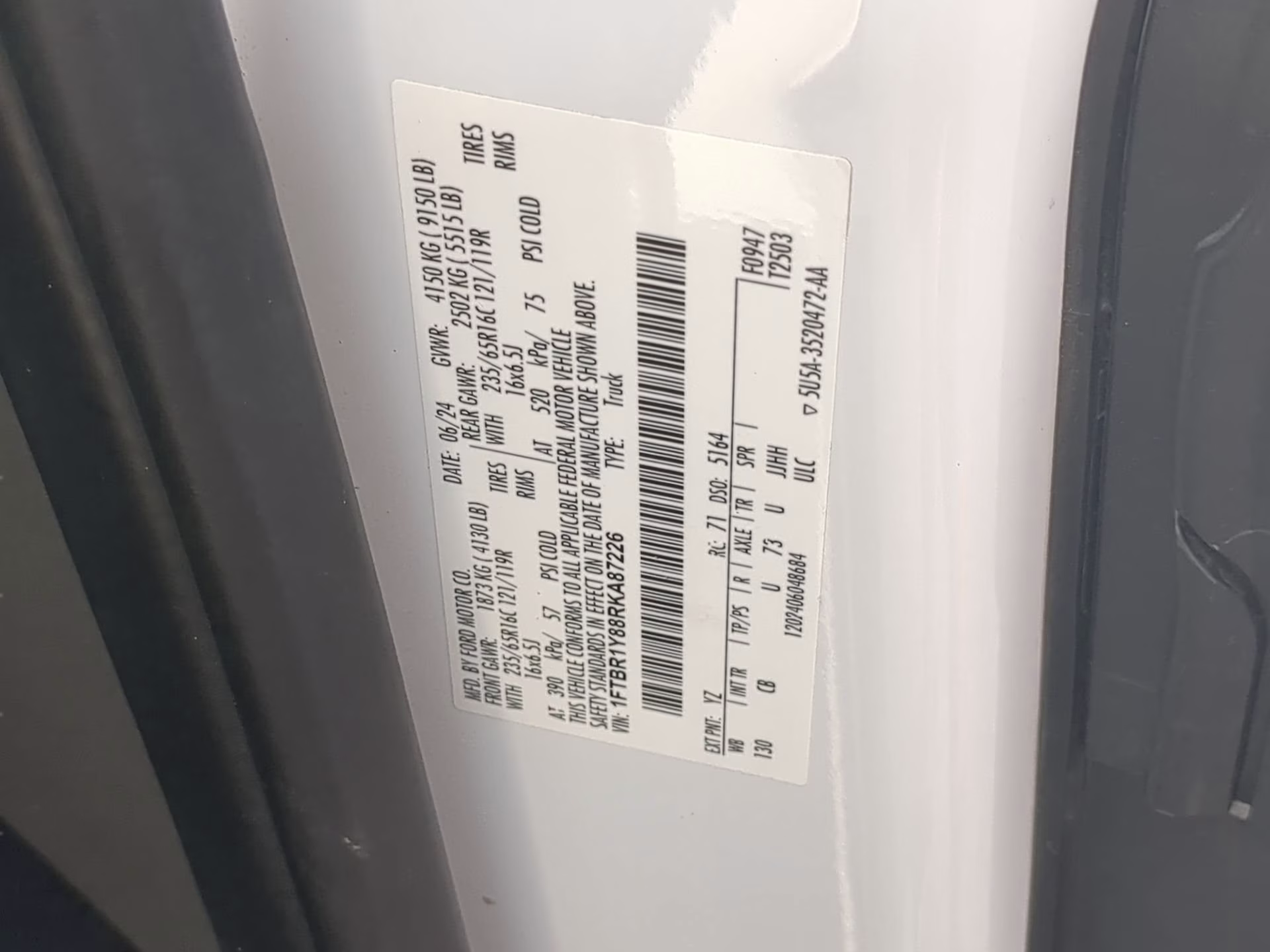 2024 Oxford White Ford Transit Cargo Van RWD Van
