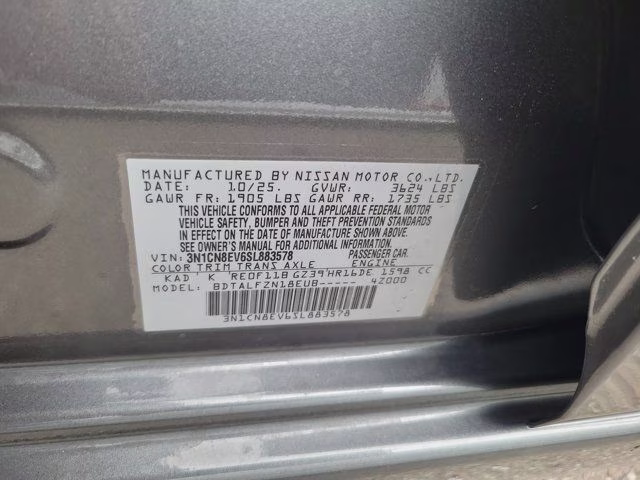2025 Gun Metallic Nissan Versa 1.6 SV FWD Sedan