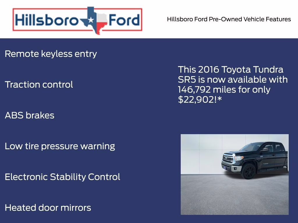 2016 Black Toyota Tundra SR5 4X4 Truck