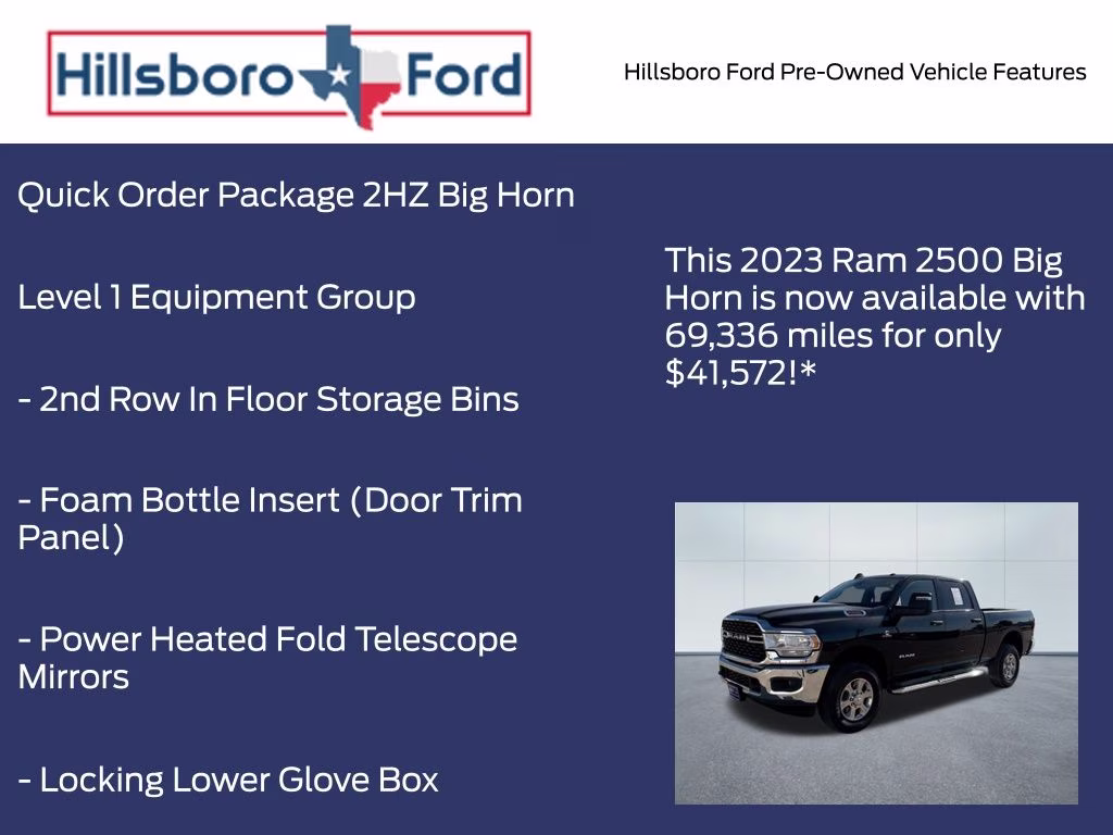 2023 Diamond Black Crystal Pearlcoat Ram 2500 Big Horn 4X4 Truck