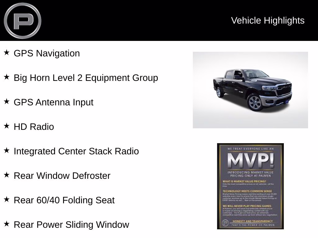 2026 Diamond Black Crystal Pearlcoat Ram 1500 Big Horn/Lone Star 4X4 Truck