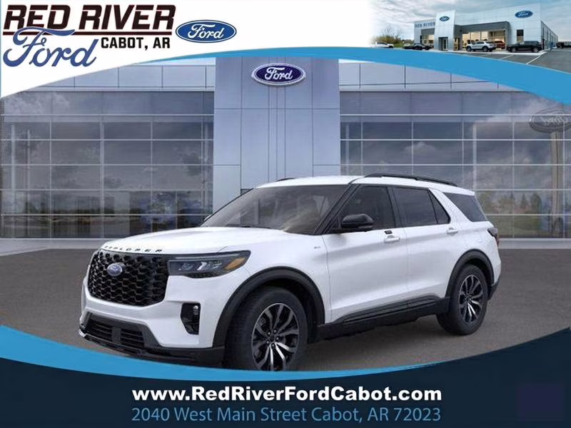 2026 Star White Metallic Tri-Coat Ford Explorer ST-Line RWD SUV