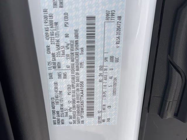 2026 Oxford White Ford Transit Cargo Van Base RWD Van