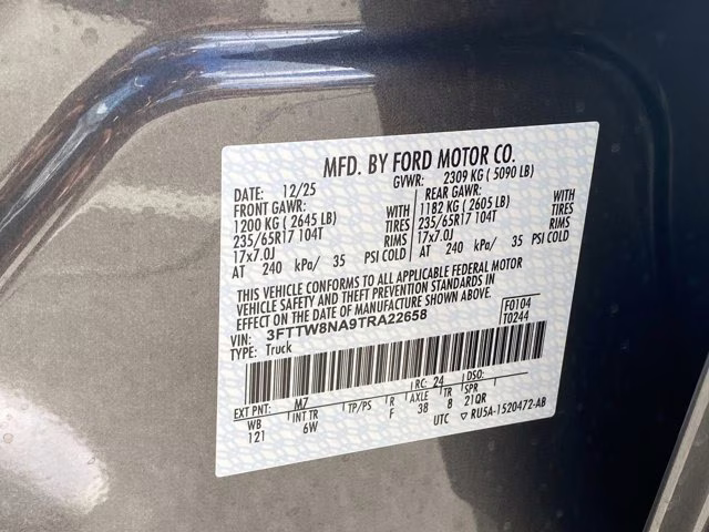 2026 Carbonized Gray Metallic Ford Maverick Tremor AWD Truck