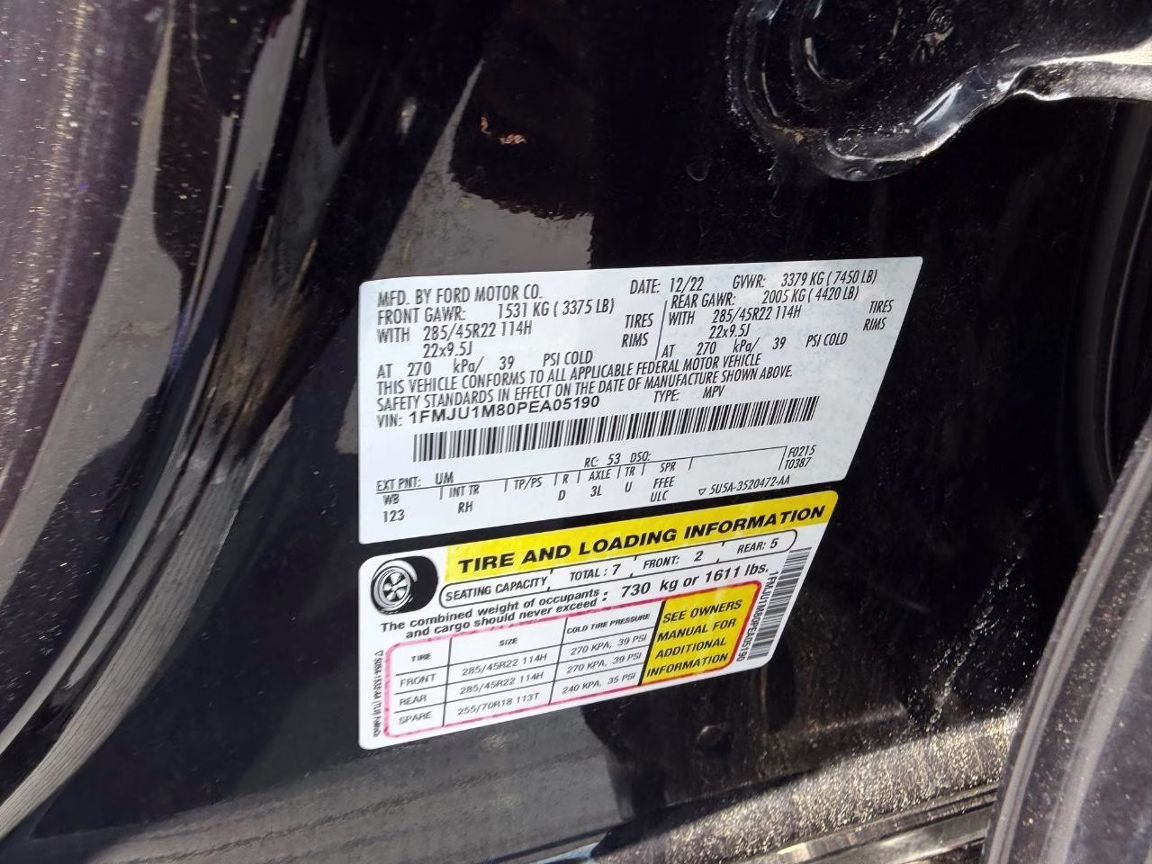 2023 Agate Black Metallic Ford Expedition Platinum 4X4 SUV