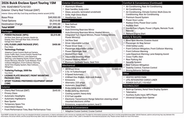 2026 Cherry Red Tintcoat Buick Enclave Sport Touring FWD SUV