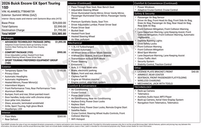 2026 Summit White Buick Encore GX Sport Touring AWD SUV
