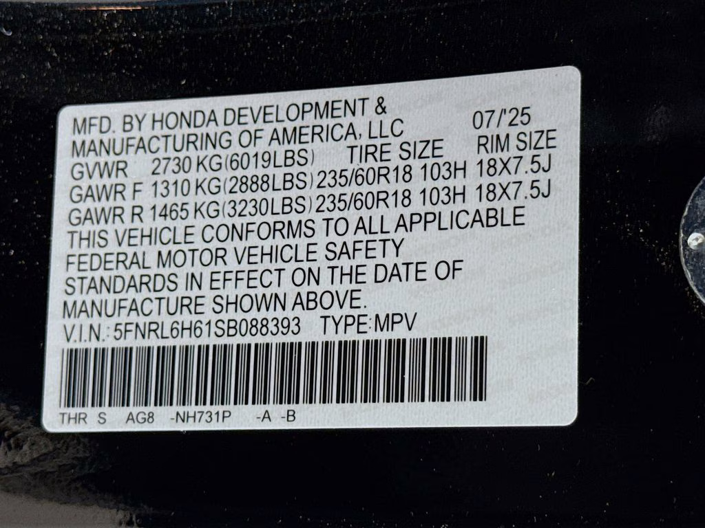 2025 Crystal Black Pearl Honda Odyssey EX-L FWD Van