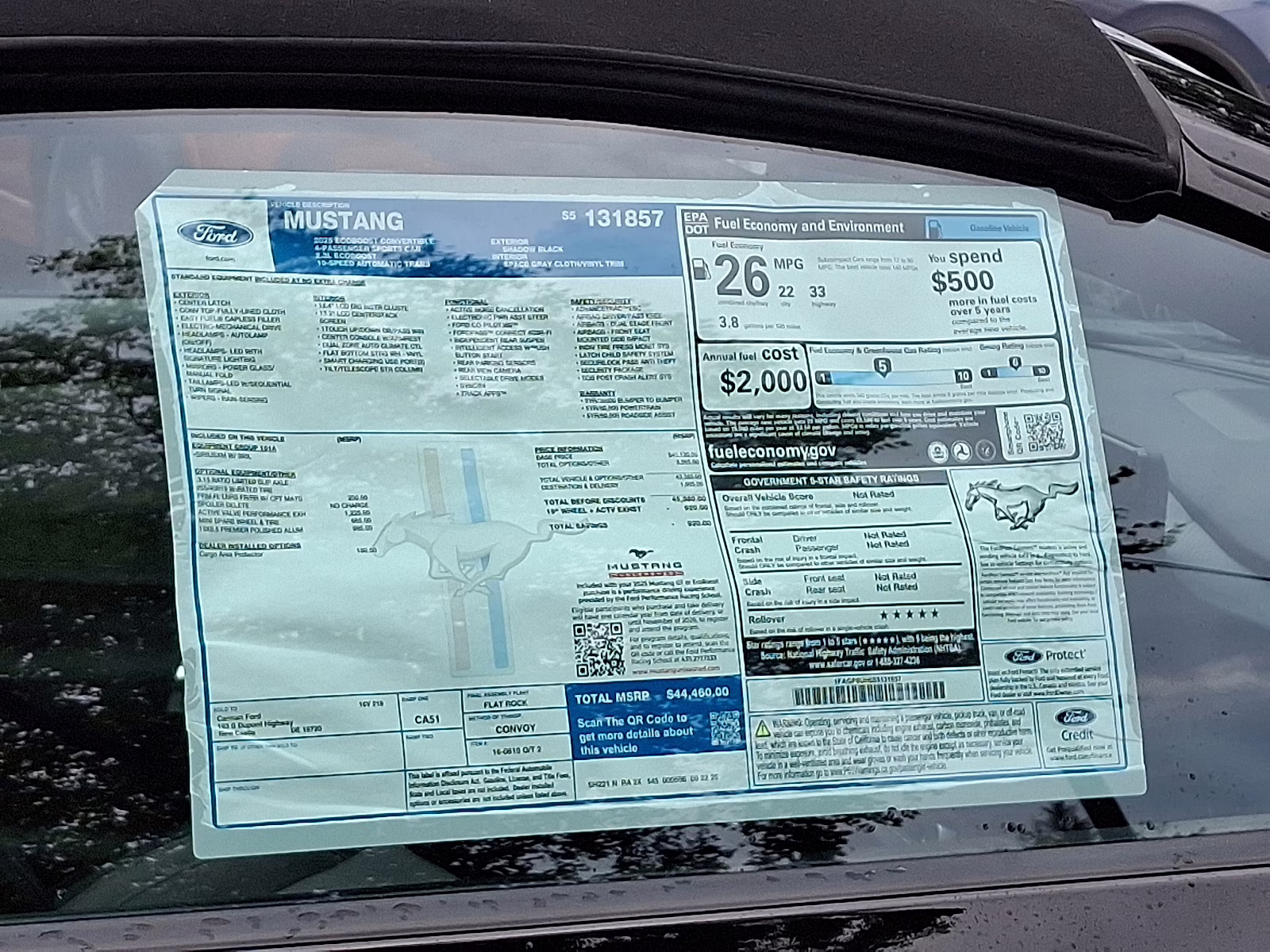 2025 Shadow Black - G1 Ford Mustang EcoBoost Convertible RWD