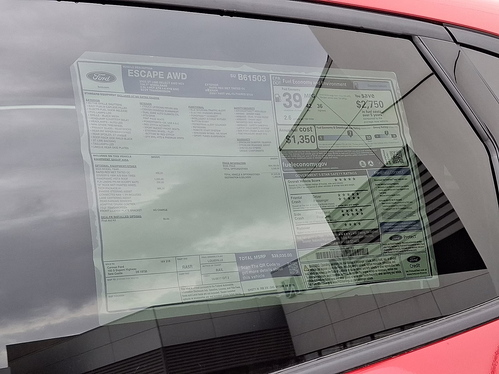 2025 Rapid Red Metallic Tinted Clearcoat - D4 Ford Escape ST-Line Select AWD