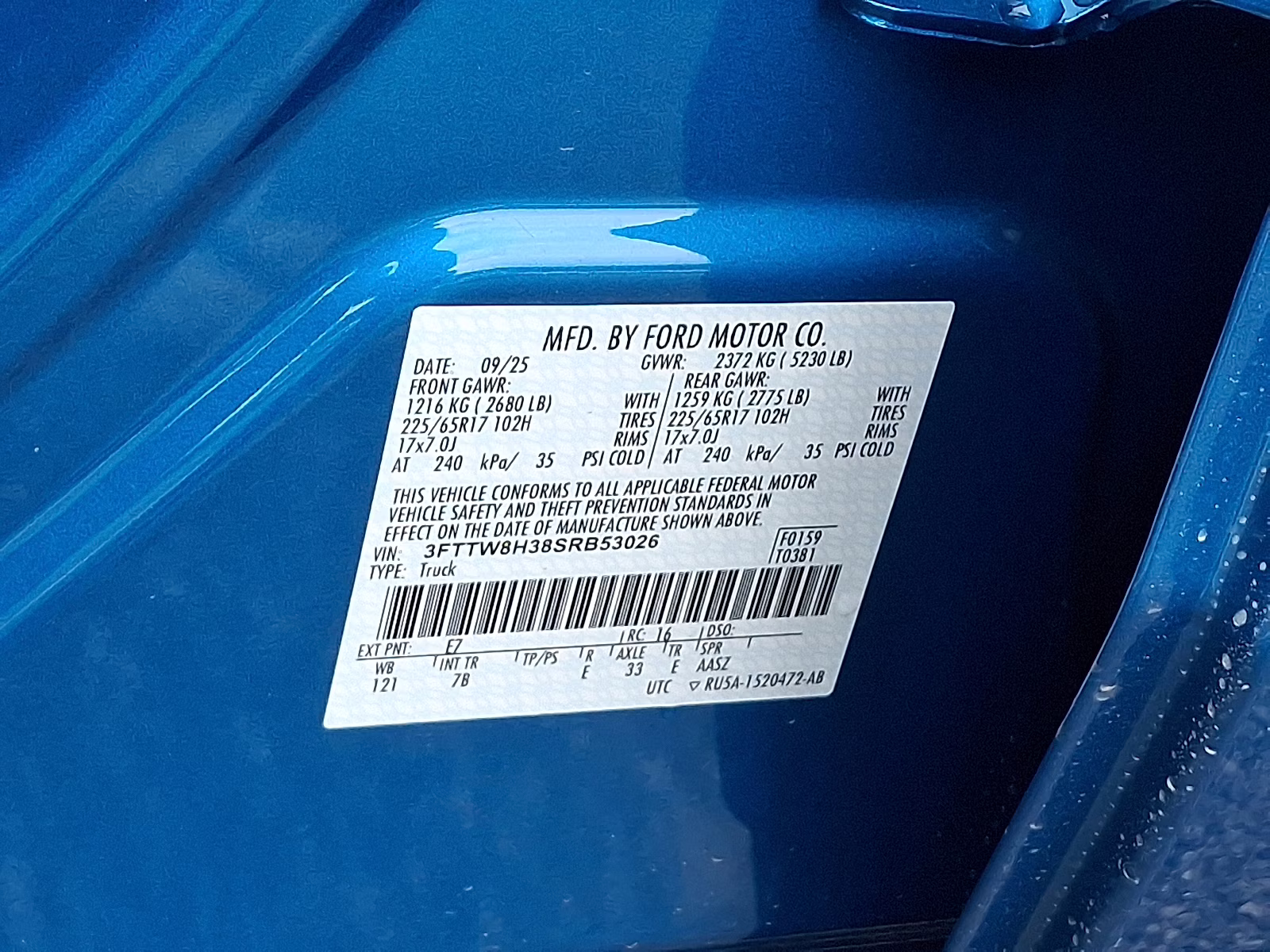 2025 Velocity Blue - E7 Ford Maverick XLT FWD