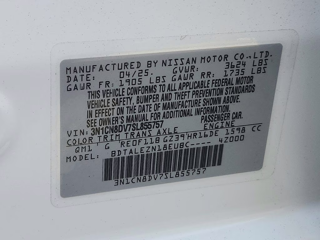 2025 Fresh Powder Nissan Versa 1.6 S FWD Sedan